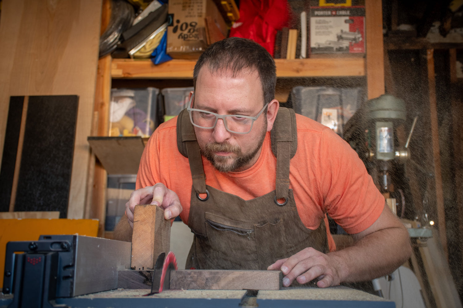 Dan using the tablesaw.